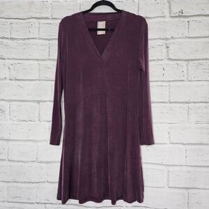 Anthropologie Dolan Left Coast Collection Plum Women's Plunging Swing Dress Sz M